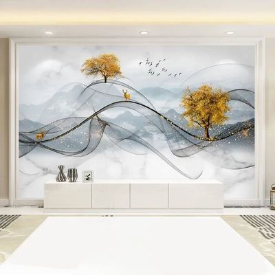 8d新中式电视背景墙壁画大理石纹客厅壁纸立体影视墙壁布大气墙布