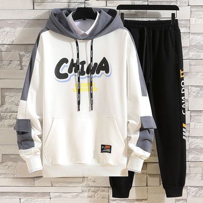 62804/青少年春季休闲运动套装男孩初中学生卫衣服潮流帅气搭配大童春装