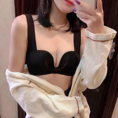 74602/婴儿棉裸感无痕零束缚聚拢收副乳文胸舒适无钢圈宽肩带光面内衣女