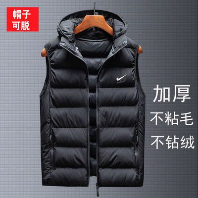 73312/秋冬季新款男士羽绒棉马甲外套背心马夹大码加厚保暖连帽坎肩外穿