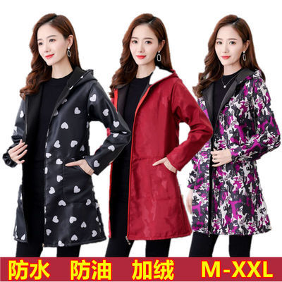 74601/网红罩衣女冬工作服洋气防水防污防油中长款外穿围裙耐脏加绒加厚