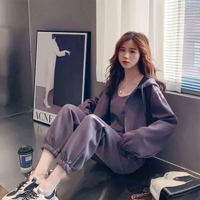 73642/春秋季运动套装女休闲时尚春卫衣2021年新款职业高端炸街三件套潮