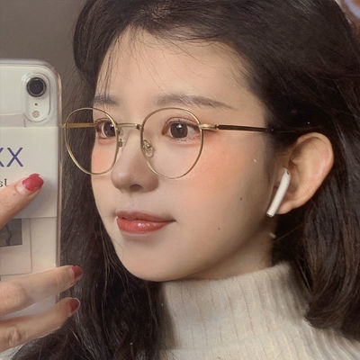 78792/秀智卡琳同款平光眼镜女学生韩版配近视小圆框潮流眼睛框配有度数