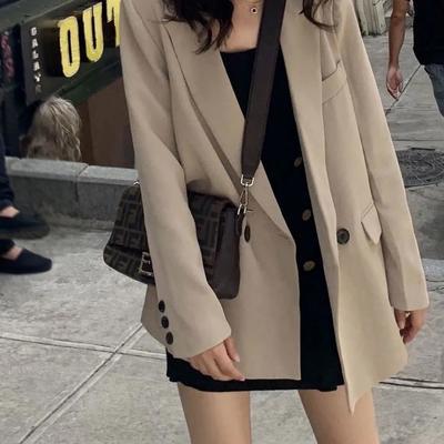 65141/黑色西装外套女2021秋季新款宽松休闲上衣外套潮ins春秋季小西服