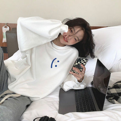 75154/卫衣女秋装新款网红超火宽松慵懒风长袖外穿百搭无帽外套初秋上衣