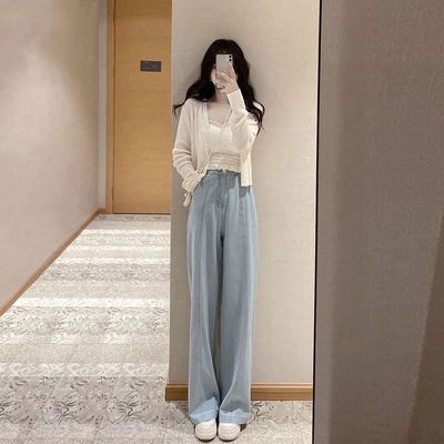 78935/2021早秋原创洋气蕾丝吊带美背性感外穿内搭披风外套阔腿裤三件套