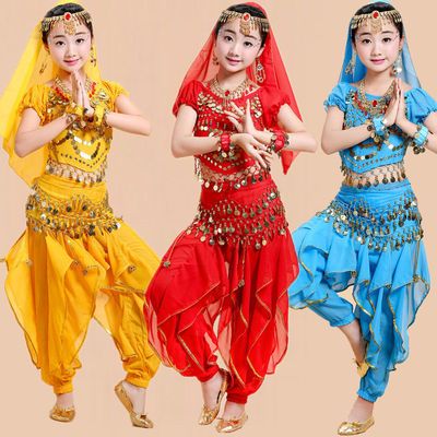 儿童舞蹈服装肚皮舞服装少儿印度舞民族风新疆舞演出服旋转裤套装