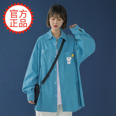 65649/灯芯绒衬衫女春秋百搭设计感小众学生韩版BF宽松复古长袖衬衣外套