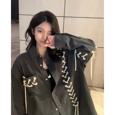 韩风chic宽松衬衫外套春秋装2025年新款女百搭上衣女设计