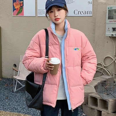 71926/羽绒棉服女短款2021冬新款棉衣拼接宽松大码加厚小个子棉袄面包服