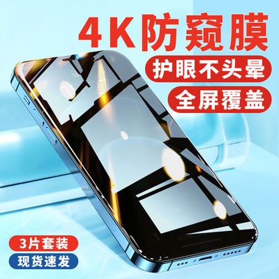69169/苹果11/12pro防偷窥钢化膜xs/xr/11pro/8/7plus陶瓷防窥全屏高清
