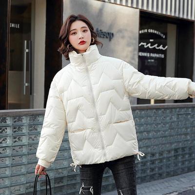 76490/2021最新短款加厚保暖亮面纯色百搭时尚羽绒棉服加大加肥