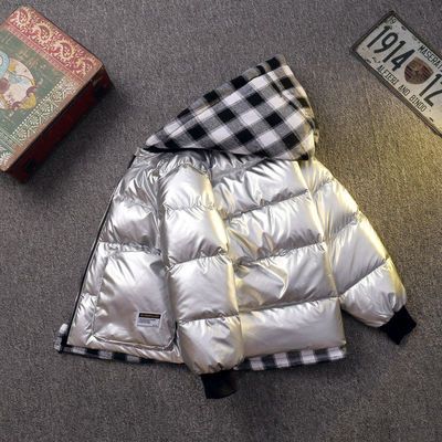 76478/冬季新款儿童羽绒服男童女童亮面防水保暖连帽外套中大童加厚童装