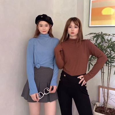 78768/女装2021新款潮打底衫女半高领长袖秋冬百搭保暖修身上衣女