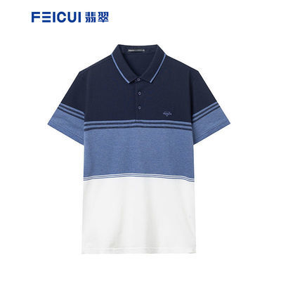 66717/Feicui翡翠短袖POLO衫男夏季新款设计感撞色短袖百搭宽松保罗衫男