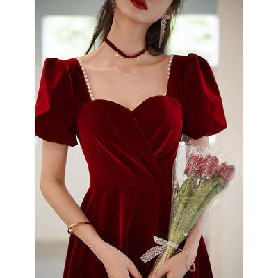 75674/敬酒服新娘2021新款小个子结婚订婚回门晚礼服裙女平时可穿长款