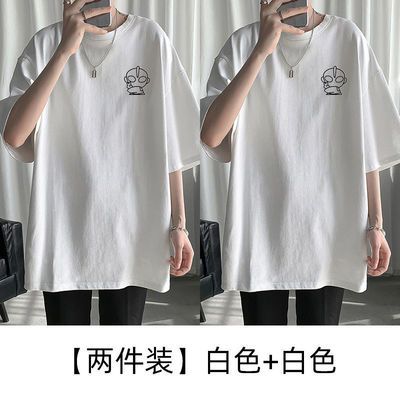 67596/潮牌盐系短袖T恤男打底衫2021夏季新款学生宽松半袖ins上衣情侣装
