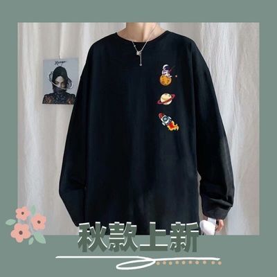 67229/宇航员印花卫衣男潮牌秋季圆领外套头上衣宽松韩版潮流ins春秋装