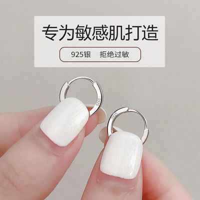 72809/S925纯银耳环女气质简约光面耳扣睡觉不用摘耳圈2021年新款耳钉女