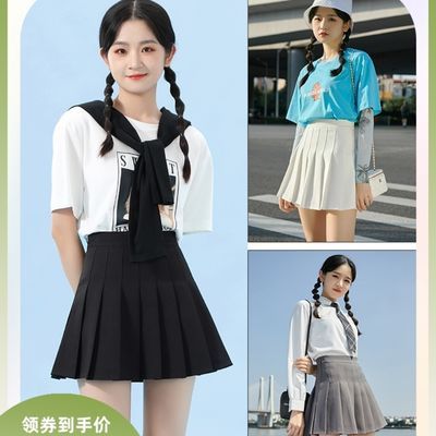 72760/百褶裙女学生韩版春夏秋冬新款高腰显瘦防走光a字格子短裙半身裙