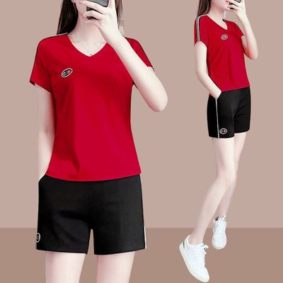 72609/2021新款夏季韩版短裤运动服套装女士时尚宽松薄款短袖休闲两件套