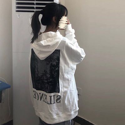 69219/白色oversize卫衣女潮ins外套春秋薄款宽松长袖上衣加厚加绒外穿