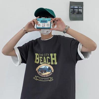 69640/男生短袖宽松简约百搭韩版潮流网红超火cec半截袖抖音潮牌嘻哈t恤