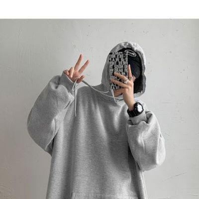 69277/港风纯色连帽卫衣情侣款宽松百搭休闲帽衫韩版潮流秋冬季加绒外套