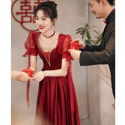 87467/敬酒服新娘2021新款结婚长款晚礼服裙女优雅气质宴会高贵平时可穿