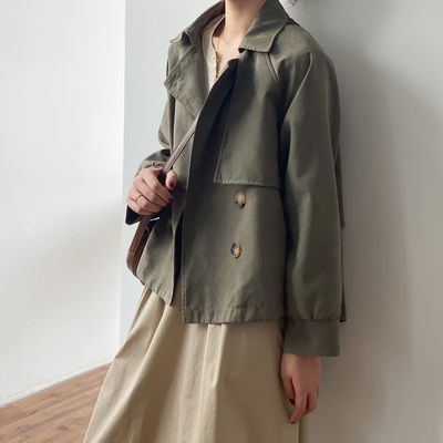 70590/2021秋季短款风衣女新款复古小个子女韩版chic宽松气质
