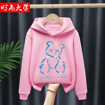 76459/女童卫衣春秋薄款2021新中大童连帽衫洋气长袖上衣卡通小女孩外套