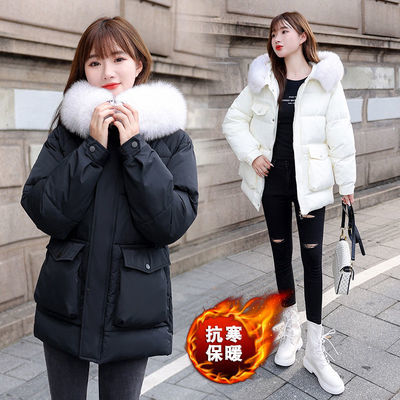 72670/2021年新中长款加厚棉服棉衣棉袄女韩版宽松羽绒大毛领冬季外套潮