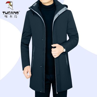 71671/啄木鸟冬季新款活里活面羽绒服中长款外套可脱卸内里轻薄白鸭绒服