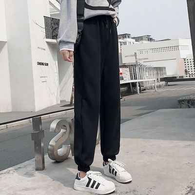 72005/运动裤女2021秋冬季新款宽松加绒束脚休闲裤女韩版显瘦百搭哈伦裤