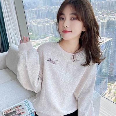 73712/早秋宽松卫衣百搭法式小个子秋装2021年新款女长袖慵懒风套头上衣