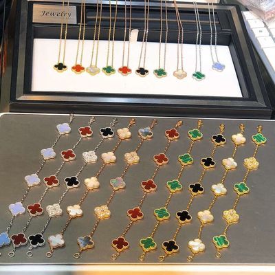 76685/梵家四叶草手链S925纯银经典幸运五花手链白贝母节日礼物一件代发