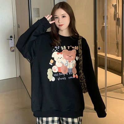 72156/套头印花卫衣女2021秋季新款韩版学生宽松慵懒长袖上衣外套ins潮