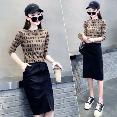 90838/长袖T恤女2021新款初秋上衣小众秋装修身短款衣服印花打底衫内搭