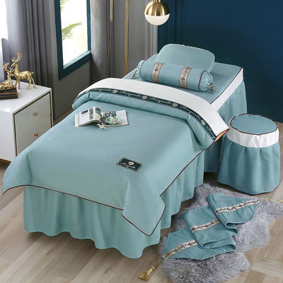 高档美容床罩四件套新款美容院床上用品简约奢华欧式按摩床套带洞