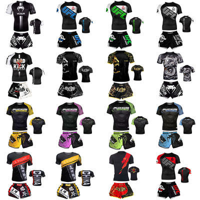 76226/泰拳散打搏击格斗服运动健身速干毒液紧身衣训练服UFC 套装可定制