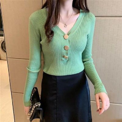 76206/毛衣女长袖内搭紧身针织衫薄款上衣显瘦