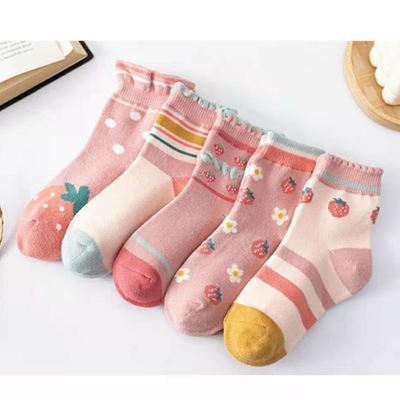 73765/5双装儿童袜子女童纯棉春夏季女孩中筒袜秋天宝宝薄款袜吸汗
