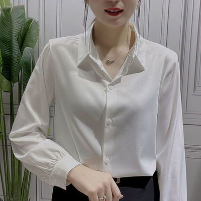 76021/衬衣女百搭气质大码休闲显瘦韩版宽松洋气衬衫时尚遮肚子打底衫潮
