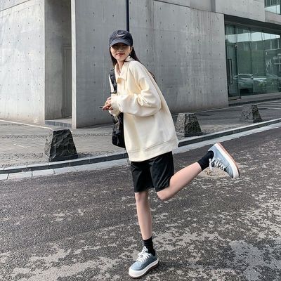 77785/2021秋冬新版POLO领宽松长袖卫衣女韩潮复古外套上衣ins甜美个性
