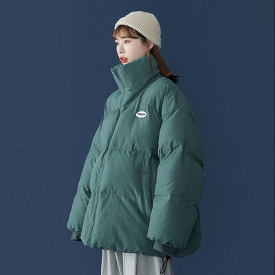 89657/港风冬季纯色韩版潮流棉服外套宽松情侣面包棉衣女学生韩版棉袄
