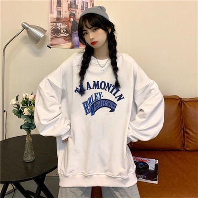 74611/2021秋冬季新款卫衣女中长款慵懒风宽松百搭外套上衣服韩版ins潮
