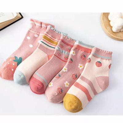 76054/5双装儿童袜子女童纯棉春夏季女孩短中筒袜秋天宝宝薄款袜吸汗