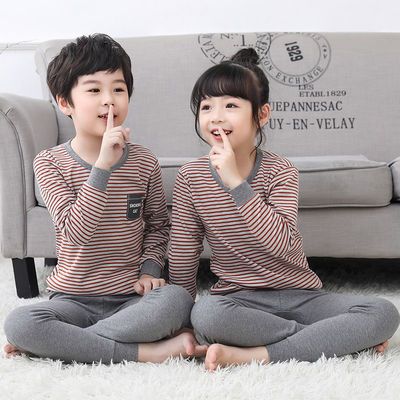 纯棉女童内衣套装儿童纯棉薄款男童秋衣秋裤小孩睡衣棉毛衫棉毛裤