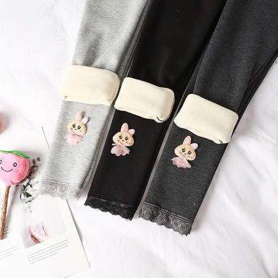 75653/女童粘花加绒打底裤2021秋款中小童休闲时尚百搭打底裤