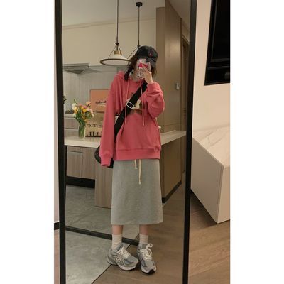 76431/潮流 搭配不孤单 可搭任何上衣百搭显瘦抽绳开叉半身裙黑色直筒裙
